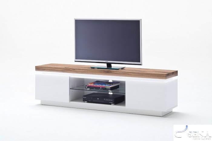 Eris I TV Stand with Natural Oak Top and LED Lights