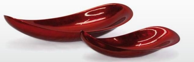 Bowl Decor Sculpture in Warm Red Lacquer Finish