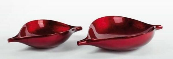 Bowl 1340- sculpture in warm red lacquer finish