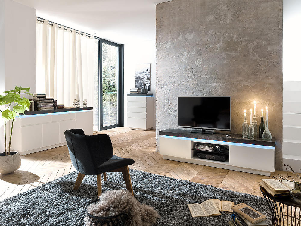 Atena I Lacquered TV Stand with LED Lights