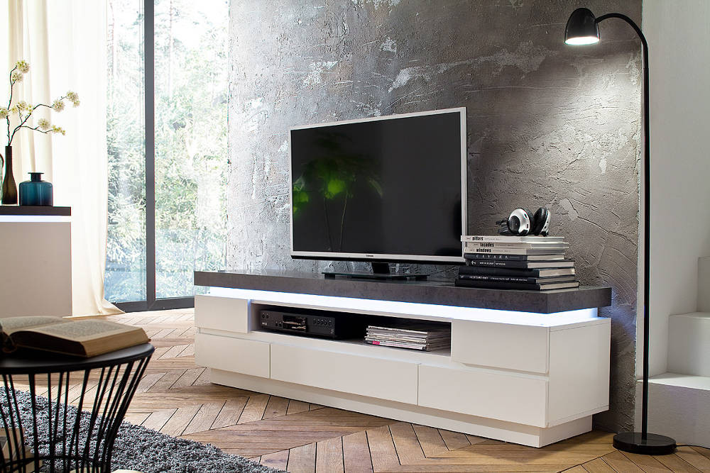 Atena II Lacquered TV Stand with LED Lights