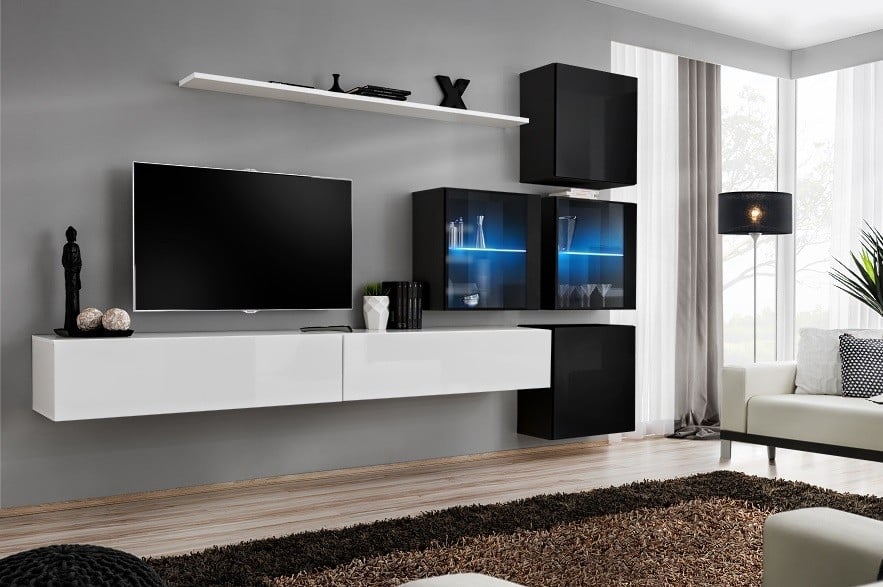Switch XII – modular wall unit with LED lights