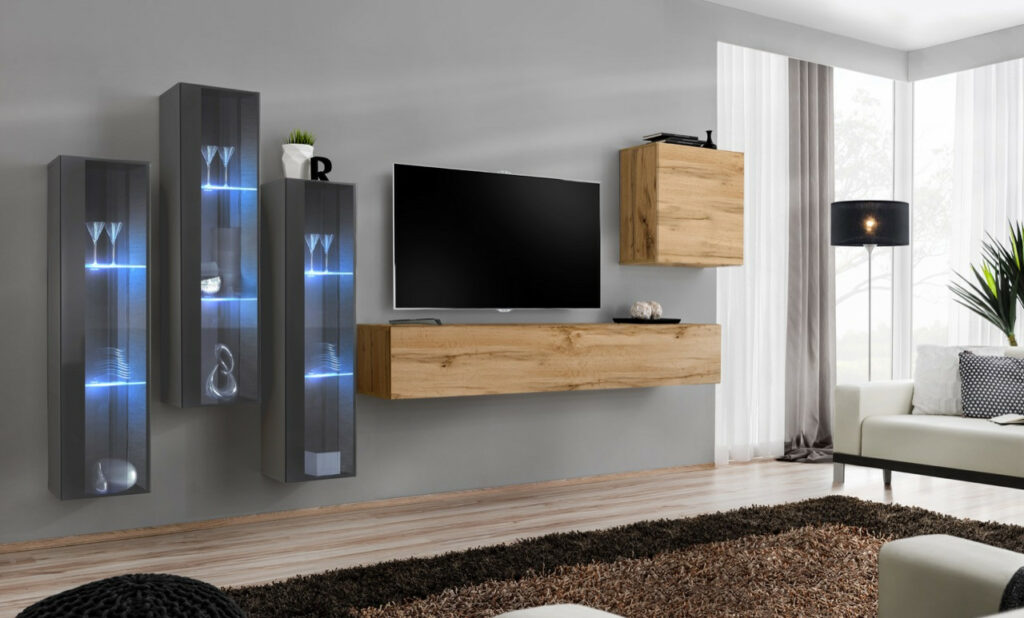 Switch X – modular wall unit with LED lights