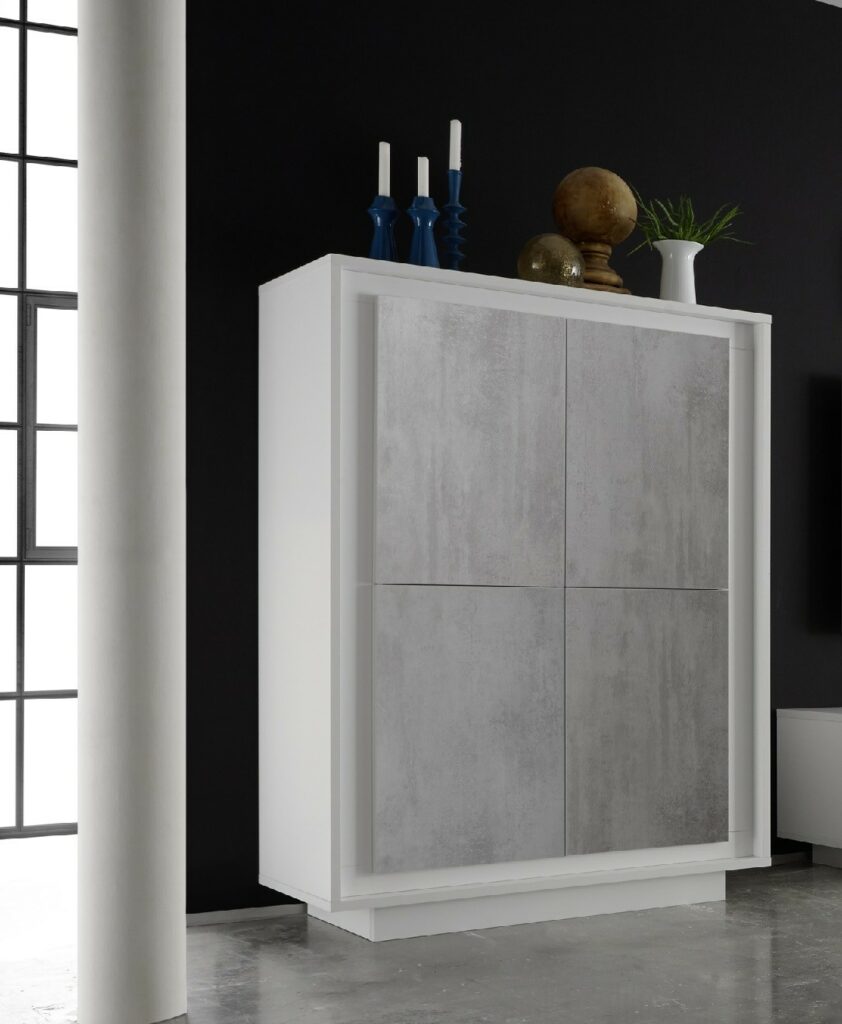 Amber IV Modern Storage Cabinet with Stone Imitation Fronts