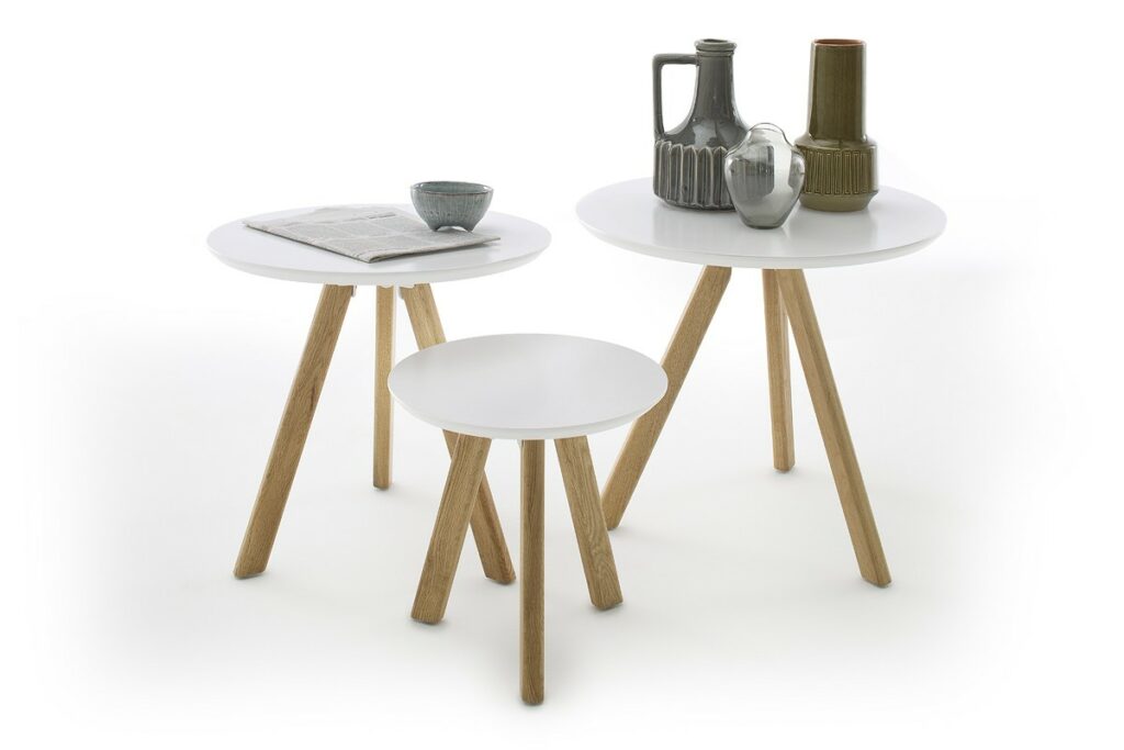 Sino – contemporary nest of 3 tables in matt lacquer