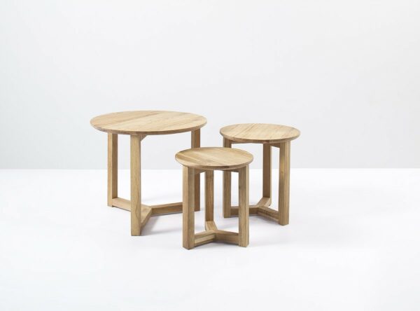 Caya - contemporary nest of 3 tables in oiled oak finish