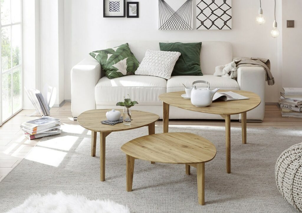 Camillia – contemporary nest of 3 tables in oiled oak finish