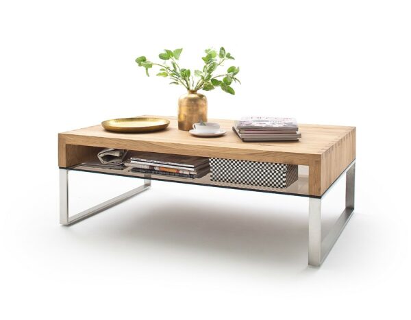 Hilary - Oak coffee table with stainless steel legs