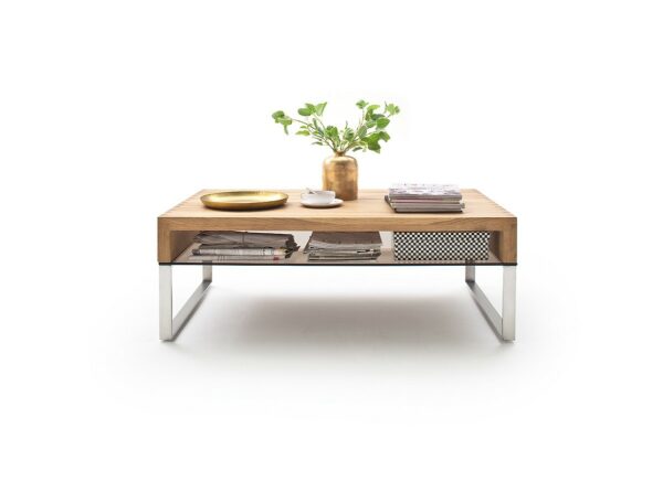 Hilary - Oak coffee table with stainless steel legs