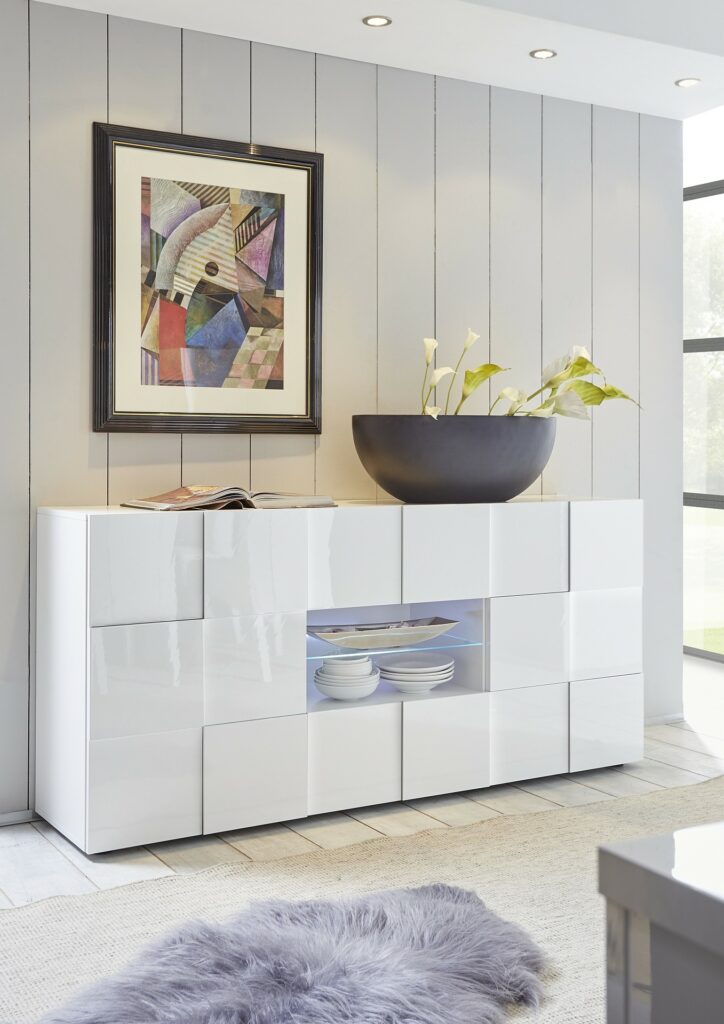 Diana 181cm White Gloss Sideboard with LED Lights