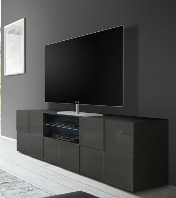 Diana 181cm grey gloss TV Unit with LED lights