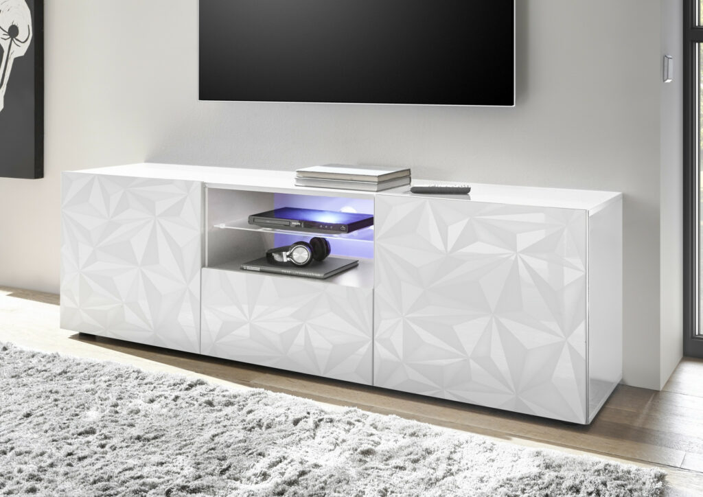 Prisma 181 cm white gloss decorative TV unit