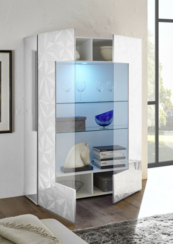 Prisma two door white gloss decorative display cabinet