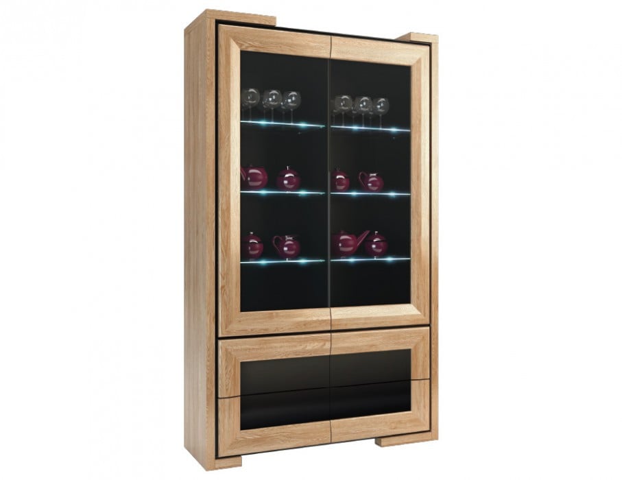 Corino assembled tall solid wood display cabinet