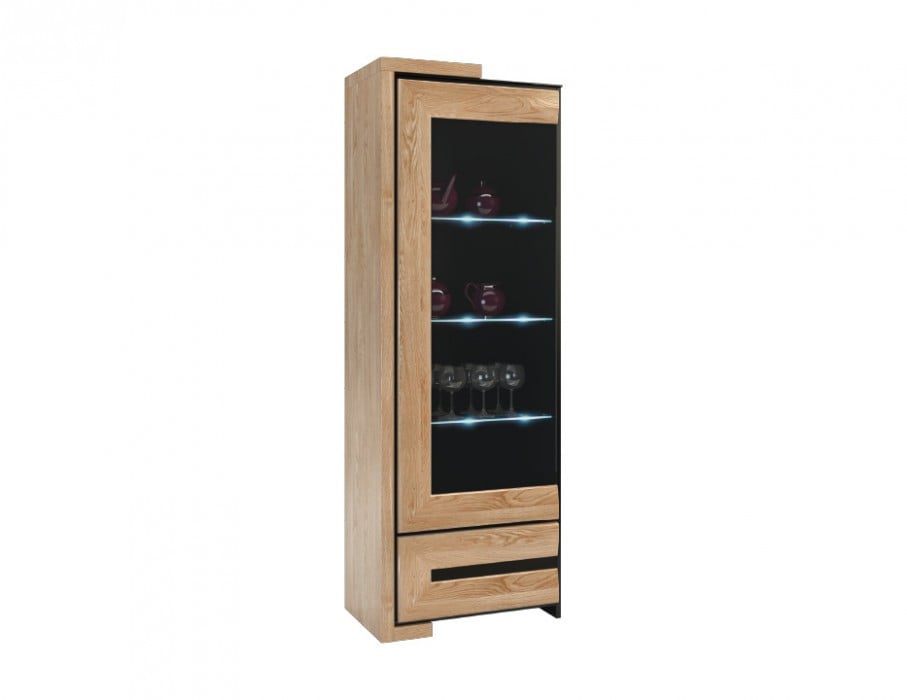 Corino assembled narrow solid wood display cabinet