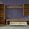 Score I wall unit composition in wotan oak and white gloss finish