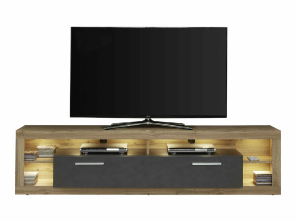 Score TV unit in wotan oak and grey matera finish