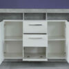 Score sideboard in stone grey and white gloss finish