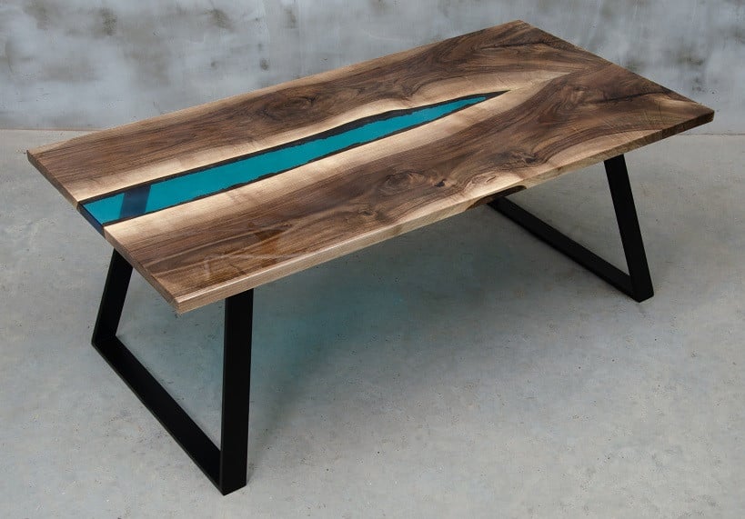 Aria River Resin and Walnut Dining Table