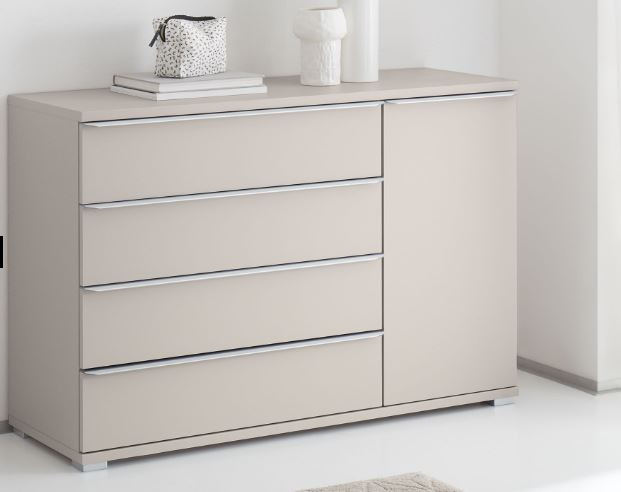 Rubin assembled combi chest with 4 drawers 1 door