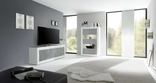 Dolcevita III white gloss and concrete TV Stand
