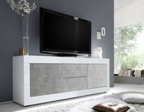 Dolcevita III white gloss and concrete TV Stand