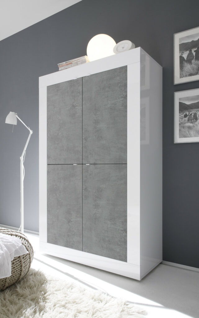 Dolcevita Wide Gloss and Concrete Storage Cabinet