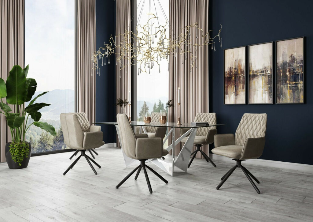 Zara Modern Swivel Dining Chair in Velvet Finish
