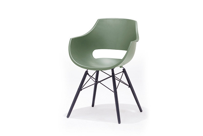 Rock II Modern Dining Chair with Wooden Legs in Black
