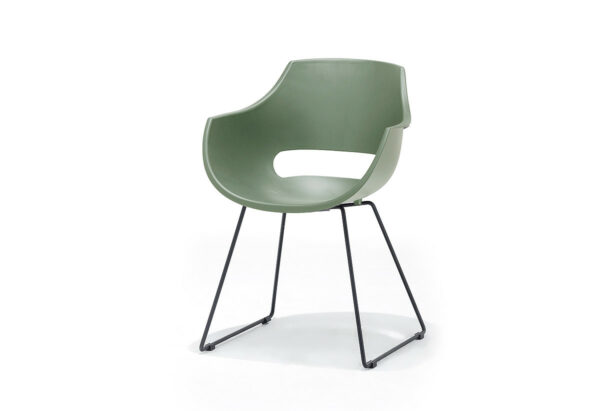 Rock III modern dining chair with metal legs in black paint