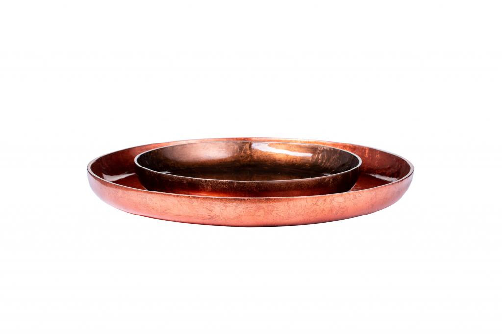 SET of Bowl decorative Round Tray Red Grey 50x50x5 , Brown Grey 35x35x5
