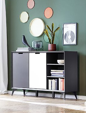 Netanja Sideboard 137cm in Matte Grey and White Lacquer