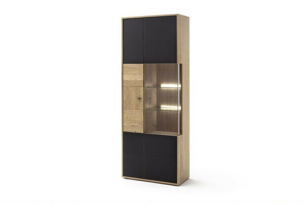 Valencia assembled 2 doors Displaz Cabinet in Bianco Oak and Athracite Fronts