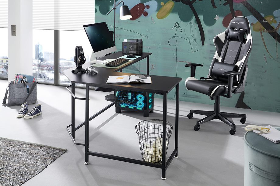 Maletto L-shape Desk in Black Finish