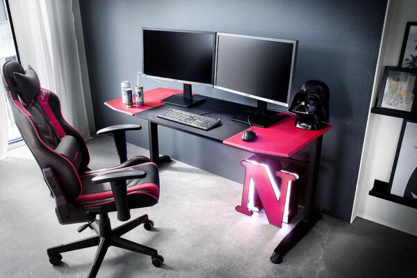 M-Racing 10 Gaming Desk with Red Details and Carbon Imitation