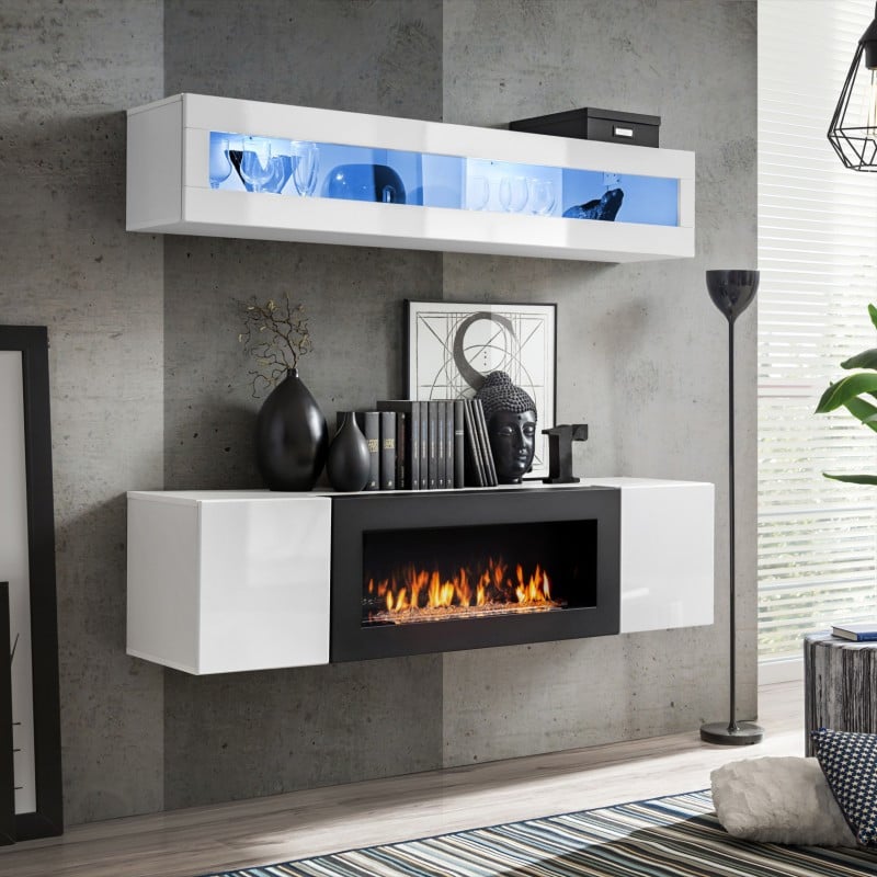 AIR N2 Small White Wall Set with  Fireplace