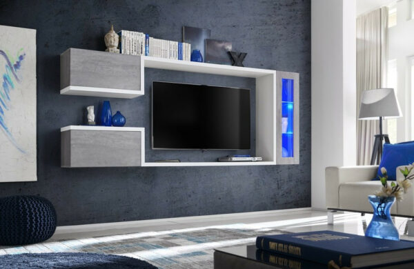 Cosmo White Hanging Wall Unit in Concrete Finish