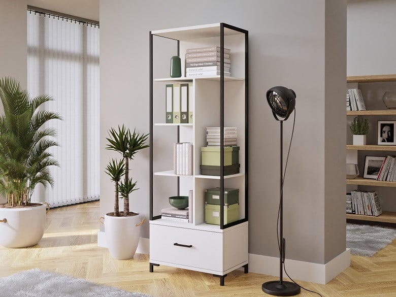 Kami Loft Office Display Cabinet in White