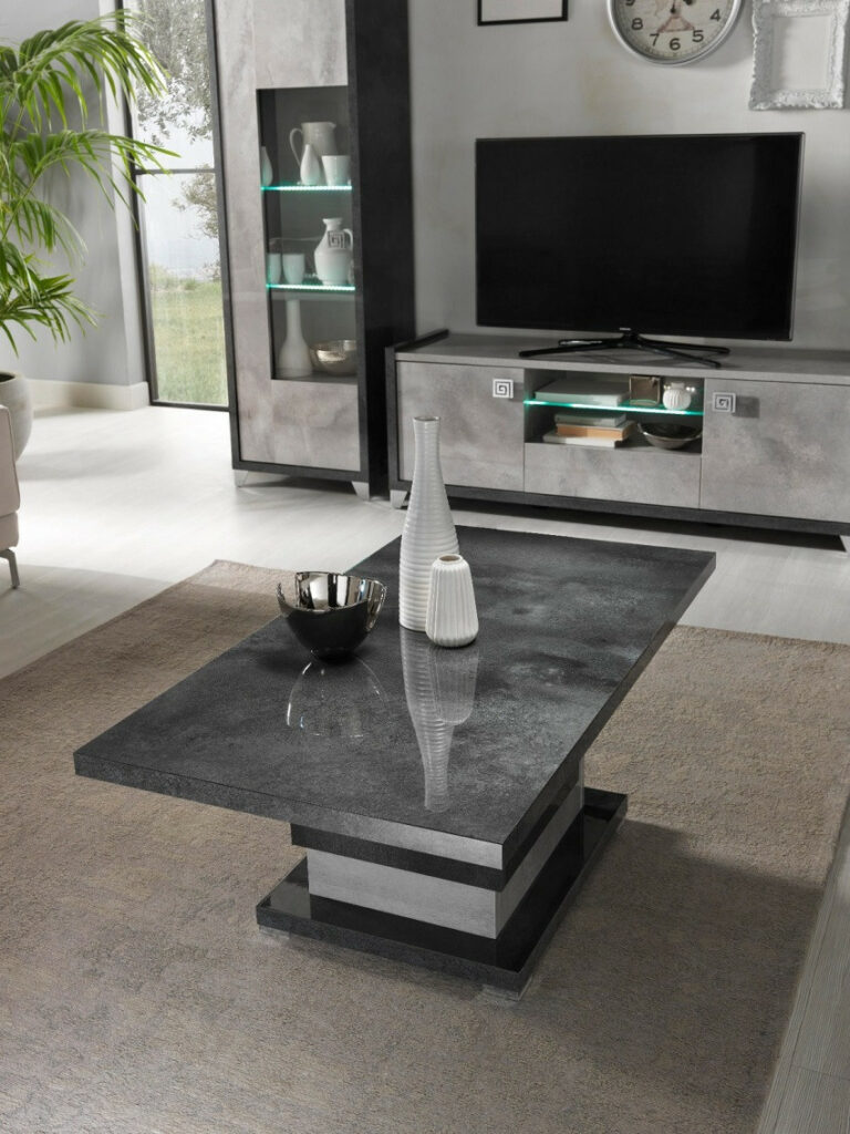 Louis Coffee Table in two-tone greys with a stone-effect finish