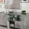 Louis Sideboard 190cm Grey High Gloss & Grey Stone Effect Finish