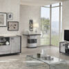 Louis Small TV Stand 105 cm in Grey High Gloss & Grey Stone Effect Finish
