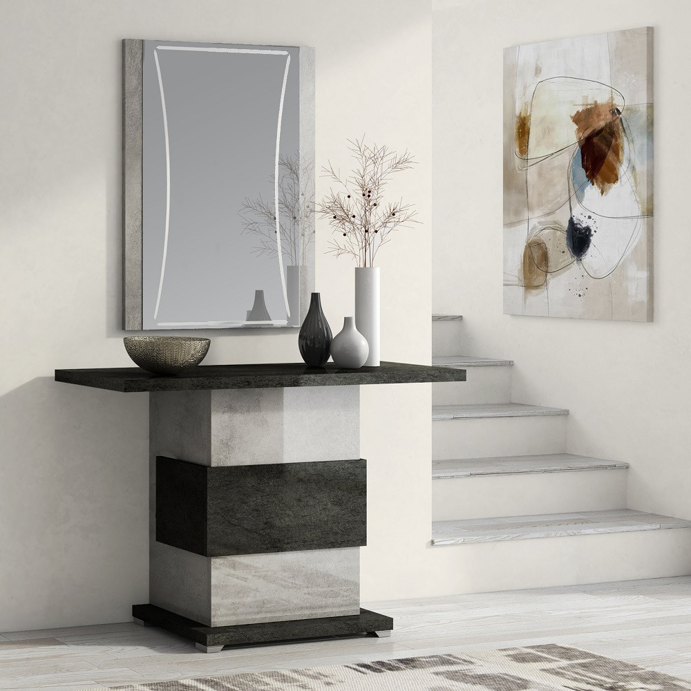 Louis Console Table in two-tone greys with a stone-effect finish