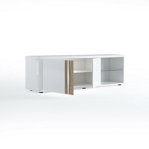 Meghan TV Stand 180 cm in White High Gloss and LED