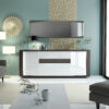 Amo 4 doors Sideboard White High Gloss Fronts and Dark Wenge Wood Body