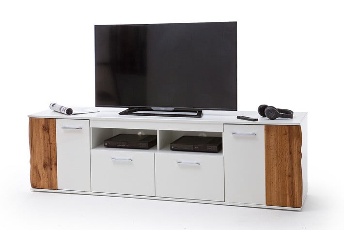 Granada 203cm Large TV Stand in high gloss and oak veneer