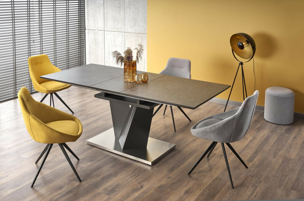 Salva Modern Extending Dining Table in Dark Grey