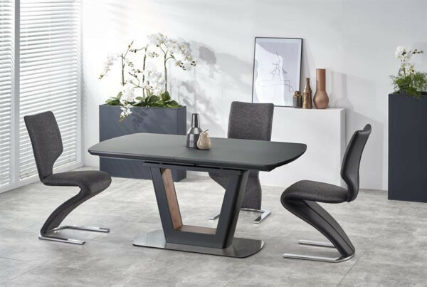 Bold Extension Dining Table in Light Grey and Walnut decor