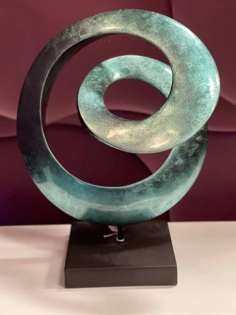 Loop  Abstract decor Sculpture in Seagreen lacquer finish  LAST ONE ! IN STOCK !