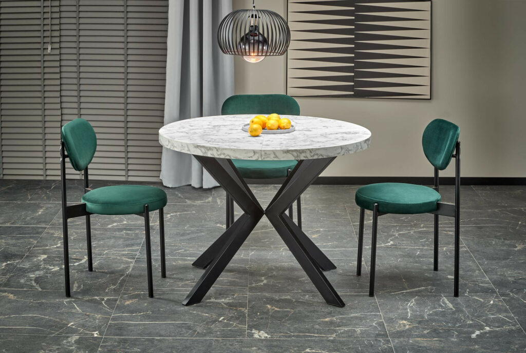 Pierre Extendable Round Dining Table 100-200cm in Marble Effect