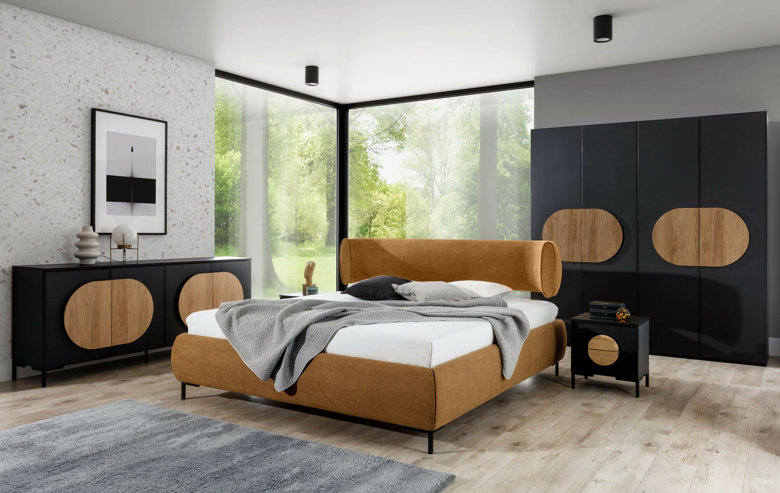 Ovalo Modern Bed with high legs
